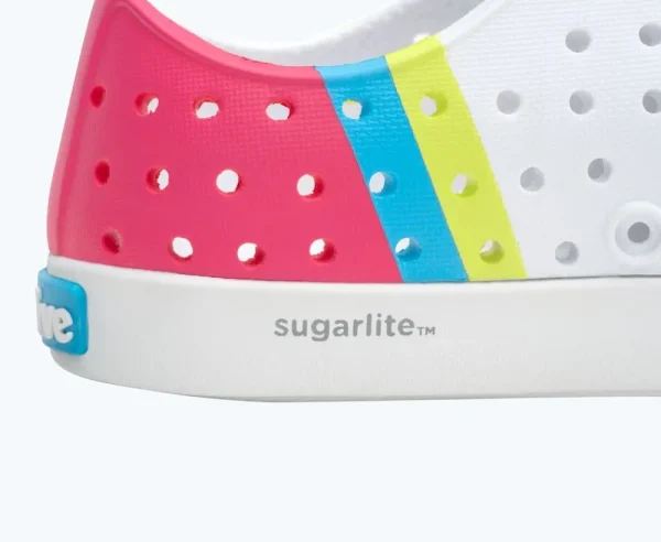 jefferson_sugarlite_block_3-4.webp Native Shoes Shoes^Jefferson Sugarlite Block Child Shell White/ Shell White/ Dazzle Maria Celery Block