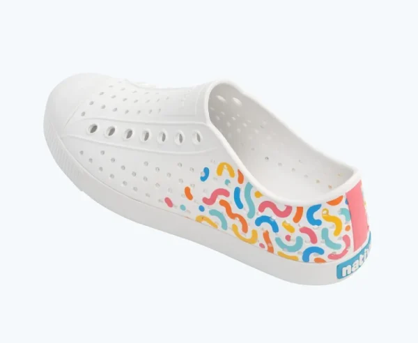 Native Shoes Shoes^Jefferson Sugarlite Block Shell White/ Shell White/ Dazzle Resting Squiggle Block