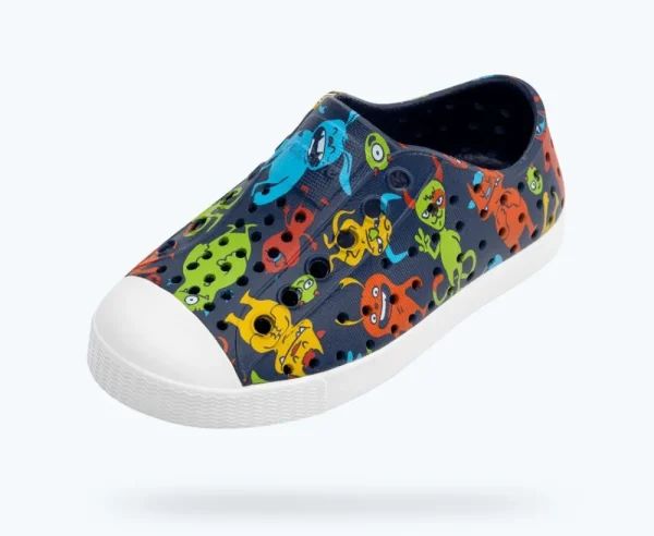 jefferson_sugarlite_print_1-15.webp Native Shoes Shoes^Jefferson Sugarlite Print Child Regatta Blue/ Shell White/ Resting Laflame Critters