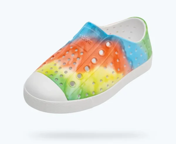 jefferson_sugarlite_print_1-21.webp Native Shoes Shoes^Jefferson Sugarlite Print Child Shell White/ Shell White/ Rainbow Tie Dye