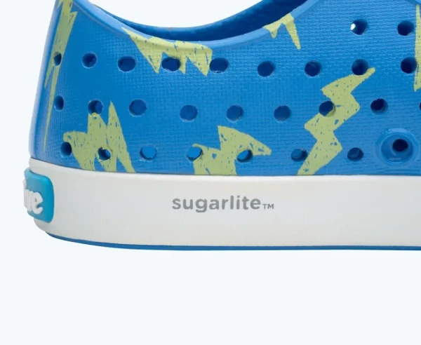 Native Shoes Shoes^Jefferson Sugarlite Print Child Resting Blue/ Shell White/ Celery Lightning