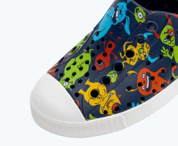 jefferson_sugarlite_print_3-14.webp Native Shoes Shoes^Jefferson Sugarlite Print Child Regatta Blue/ Shell White/ Resting Laflame Critters