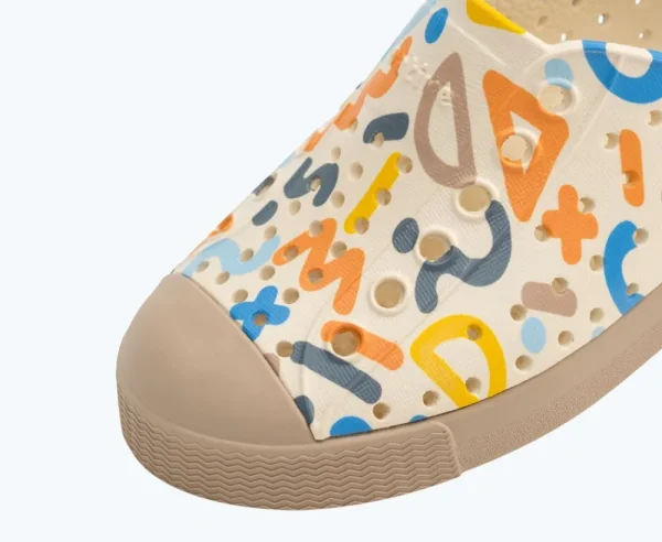 jefferson_sugarlite_print_3-16.webp Native Shoes Shoes^Jefferson Sugarlite Print Child Bone White/ Flax Tan/ Apricot Resting Squiggle