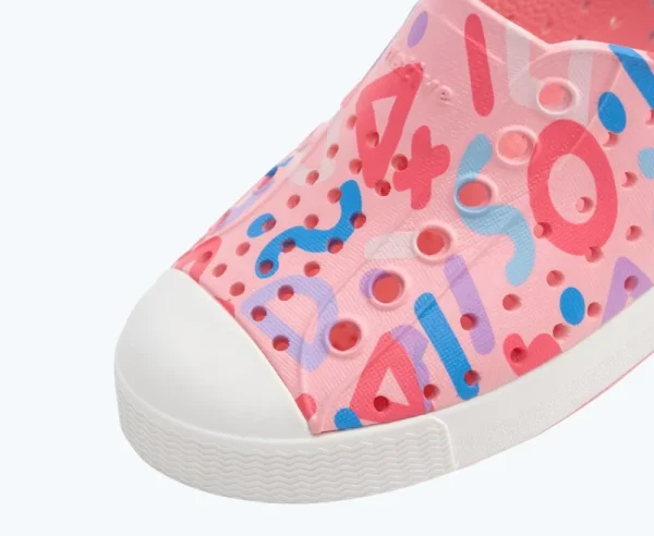 Native Shoes Shoes^Jefferson Sugarlite Print Child Princess Pink/ Shell White/ Apricot Dazzle Squiggle
